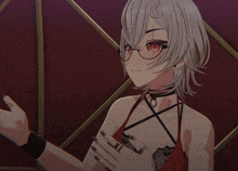 a girl with glasses and a choker on her neck