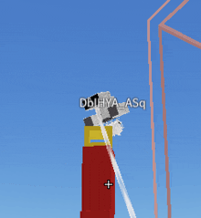 a pixel art drawing of a fire extinguisher with the name dbhya asq on it