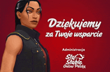 a poster for star stable online polska shows a woman