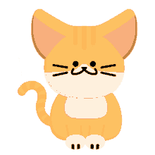 a cartoon illustration of an orange and white cat with a smiley face