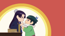 a cartoon of a girl holding another girl 's hand