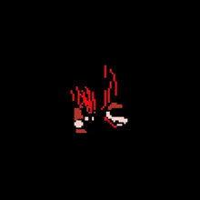 it looks like a pixel art of a person with blood coming out of their legs .
