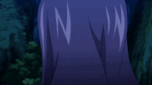 a girl with purple hair looks at the camera