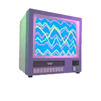 a purple tv with a blue screen and the word ver on the bottom