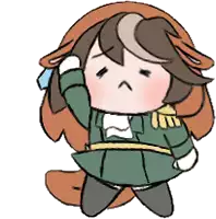 a cartoon drawing of a girl in a green dress and hat