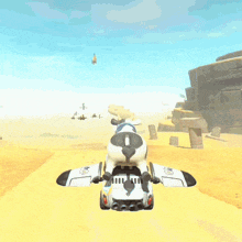 a cow is riding on the back of a truck in a video game