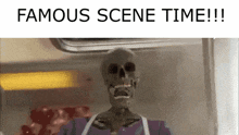 a picture of a skeleton in an apron with the caption famous scene time !!!