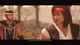 a video game screen shows a man with a red headband saying can we trust him