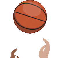 two hands holding a basketball in front of a sign that says land state vikings