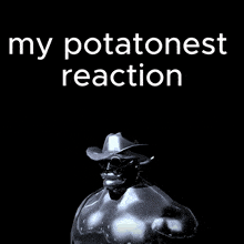 a black background with the words " my potatonest reaction " on it
