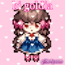 a pixel art of a girl with the name hi-goldia on it