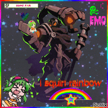 a picture of a robot and a girl with gumi fan written on the top