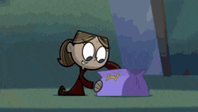 a cartoon of a woman holding a sword and another holding a bomb with the letter w on it