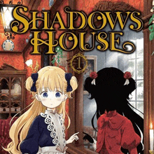the cover of the first volume of shadows house shows a girl standing in a room .