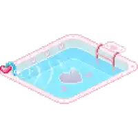 a pixel art illustration of a swimming pool with a heart in the middle .