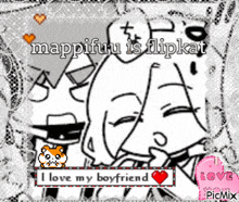 a drawing of a girl with the words i love my boyfriend on the bottom