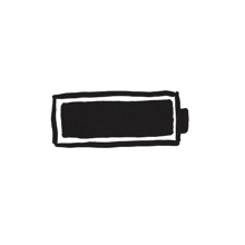 a hand drawn illustration of a battery that is fully charged on a white background .
