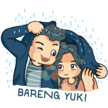 couple raining lovers bareng yuk lets go together