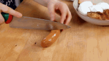 Cutting Sausage Emily Kim GIF - Cutting Sausage Emily Kim Maangchi GIFs
