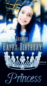 a picture of a woman with a tiara and the words happy birthday princess