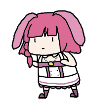 a drawing of a girl with pink hair