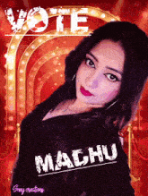 a woman with the name madhu written on her face