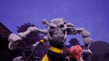 a video game character with a skull and bones on his head