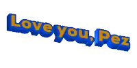 a blue and yellow logo that says love you pez