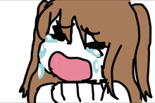 a cartoon of a girl crying with tears coming out of her eyes