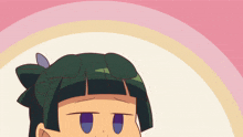 a cartoon of a girl with green hair and blue eyes