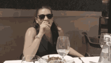 Girl In Glasses Hand Gesture GIF - Girl In Glasses Hand Gesture Pointing GIFs