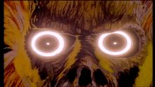 a close up of a person 's eyes with glowing circles around them
