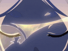 a close up of a person 's face with a triangle in the middle