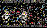 congratulations on the divorce is written on a colorful background