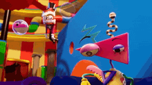 a cartoon drawing of a snake and a pink triangle