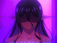 a girl with long black hair and elf ears covering her face