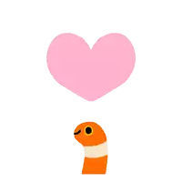 a cartoon of a worm with a heart above it