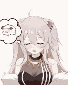 a drawing of a girl with a cat ear making a funny face