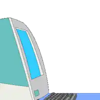 a cartoon of a penguin peeking out of a computer screen with the word ok written below it