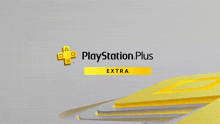 an advertisement for playstation plus extra with a gray background