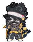 a cartoon character with a mustache and a cloud on his head .