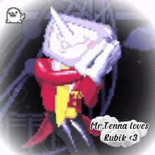 a pixel art of mr. tenna loves rubik