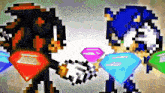 shadow the hedgehog and sonic the hedgehog are shaking hands with each other