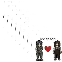 a group of children are standing next to each other with a red heart and the name levi de cori