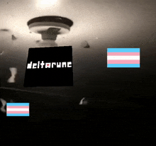 a black square that says deltarune on it