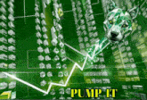 a green background with a dog and the words pump it on it