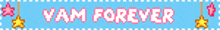 a blue banner with the words yam forever written in white letters