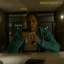 Sipping Coffee Doreen Andreson GIF - Sipping Coffee Doreen Andreson Wentworth GIFs