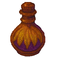a pixel art drawing of a bottle with purple liquid in it