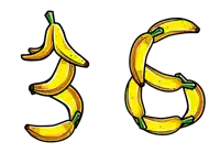 a bunch of bananas arranged to form the number 36